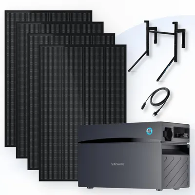 Produktbild von Sunshare RAY Balkonkraftwerk 800 Wp mit GLORY Speicher 2,0 kWh und Betonhalterung