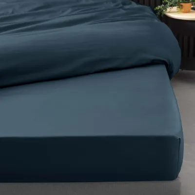 Image de Drap housse - Douceur d'Intérieur - percale - Percale de Coton 78fils - 200x160cm - bleu