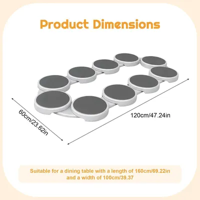 Immagine prodotto di Vassoio girevole - Lazy Susan - Rotazione a 360° - Ovale in plastica - Per 10 piatti - Per il tavolo da pranzo e le feste