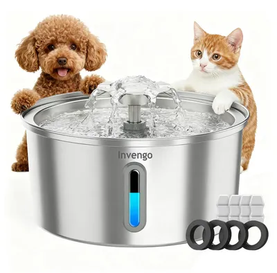 Edelstahl-Trinkbrunnen 3,2 L für Katzen & Hunde, leise Pumpe