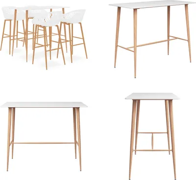 Produktbild von vidaXL 5 tlg. Bar Set Weiß - Bar-Set - Bar-Sets - Bartisch Mit Barhocker - Bartische Mit Barhocker