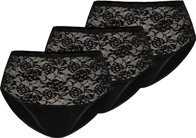 Produktbild von Teyli 3er Pack: Hohe Taille Baumwollslip mit Spitze Violetta Female 144-3 schwarz L