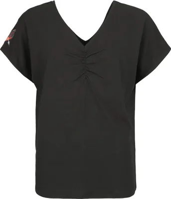 Produktbild von Black Premium by EMP Damen graues T-Shirt mit V-Ausschnitt und Raffung M