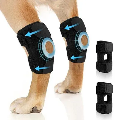 Immagine prodotto di Protezioni per le ginocchia dei cani - 2 pezzi - Nero - Plastica - Protezioni per le ginocchia dei cani - Fasce protettive - Protezioni articolari per cani