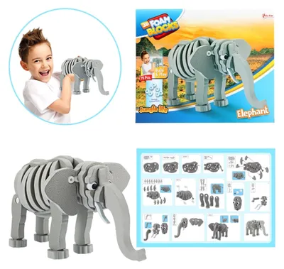 Productafbeelding van 3D-schuimknutselpuzzel Dierenolifant 75 stukjes
