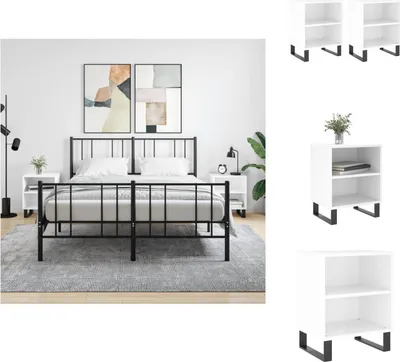 Image de vidaXL Tables de chevet 2 pcs. Blanc brillant 40x30x50 cm Bois composite - Tables de chevet