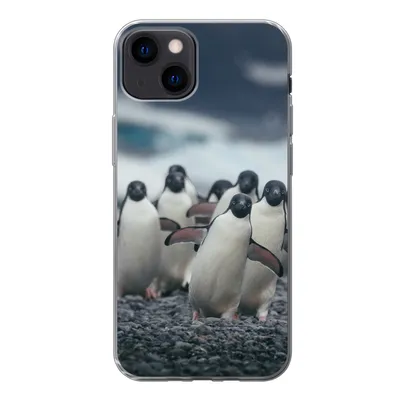 Produktbild von MuchoWow® Handyhülle Schutzhülle Hülle für iPhone 13 Adeliepinguine am Strand Silikon Softcase Handy Hülle - Karteninhaber