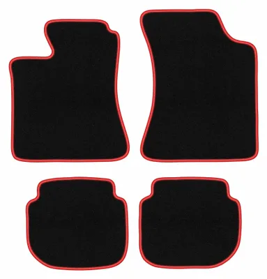 Immagine prodotto di Tappetini in moquette per Volvo 440 / 460 1988-1996 (berlina) – set 4 pezzi, nero/rosso, su misura – Wielganizator CARLUX