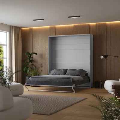 Obrázek produktu pro Skříňová postel M1 180x200 Vertikální včetně čalouněného rámu Perleťově šedá