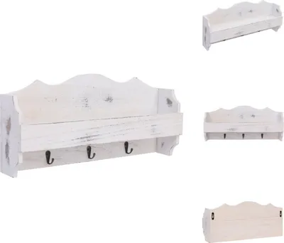 Obrázek produktu pro vidaXL Nástěnný věšák bílý 50×10×23 cm dřevo - Věšáky a háčky na kabáty