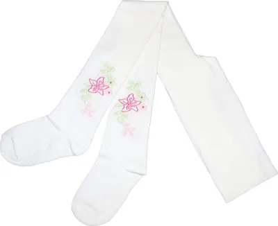 Produktbild von Kinderstrumpfhosen für Mädchen aus Baumwolle Schöne Blüte Creme Größe 110-116