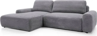 Zdjęcie produktu dla FURNLUX Narożnik sztruksowy szary i czarny 264 cm / Kolor główny: szary / Wymiary: 264 x 85 x 162 cm