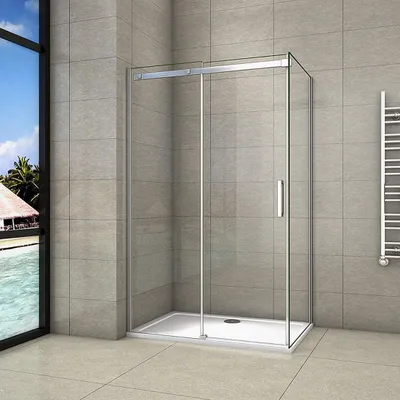 Produktbild von Duschkabin Schiebetür x Seitenwand:100x80cmxH.195cm Eckig Dusche 8mm Nano ESGglas Duschwand Duschabtrennung