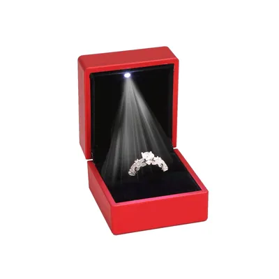 Produktbild von ZADAWERK® Ringbox - mit LED - Rot - Schmucketui - beleuchtet - für besondere Momente - Schmuck, Heiratsantrag, Verlobung, Hochzeit - Ehering