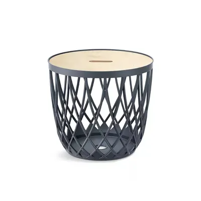 Produktbild von nabbi Universalkorb aus Kunststoff mit Holzdeckel IKUB20T 20 l - Anthrazit