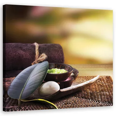 Immagine prodotto di Quadro su tela, Foglie di zen spa - 60x60