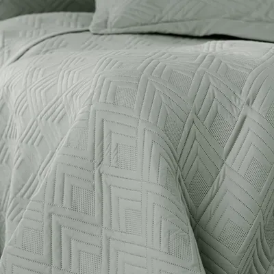 Produktbild von Tagesdecke Bettüberwurf zweiseitge Steppung Raute Samt Grau - 220 x 240 cm
