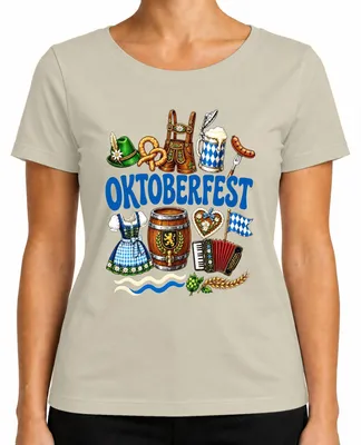 Productafbeelding van , Beieren, traditionele kleding, lederhosen, traditioneel shirt, volksfeest, dames T-shirt, naturel, maat L
