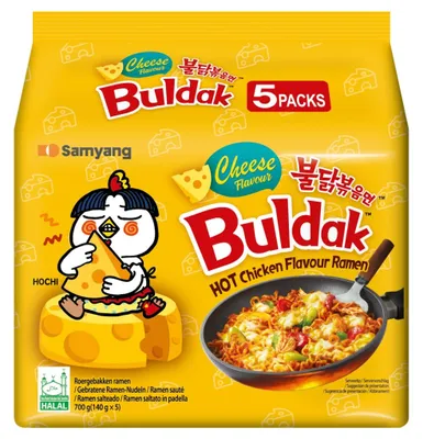 Produktbild von Samyang Buldak Instant Noodles Hot Chicken Ramen Cheese (5 x 140g)