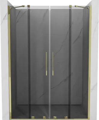 Image de Mexen Velar Duo 150 cm porte de douche coulissante, graphite, or - 871-150-000-42-50