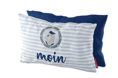 Produktbild von Kissen MOIN mit Robbe 25x40cm Maritim Bezug 100 % Baumwolle LaVida