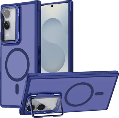 Image de Housse de protection pour Samsung Galaxy S25 Edge Cover, anneau métallique pour chargement sans fil pliable protection caméra verre support