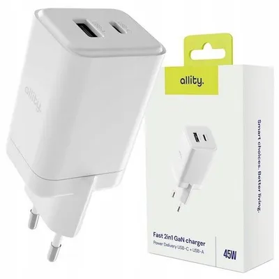 Immagine prodotto di Allity caricatore 45 W USB-C + USB, porte di tipo C e tipo A, per la ricarica di due dispositivi