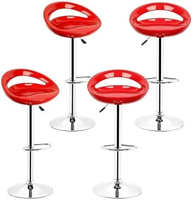 Image de 4 tabourets de bar, lot de 4. Tabourets de bar, tabourets de comptoir, tabourets de bistrot, tabourets design avec dossier, réglables en hauteur, pivotants. Tabourets de bar, tabourets de comptoir
