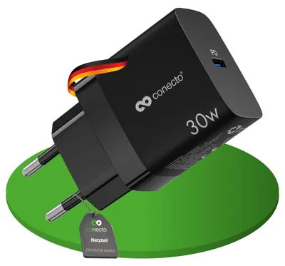 Produktbild von conecto USB-C Ladegerät Netzteil Schnellladegerät Lader 30W PD schwarz