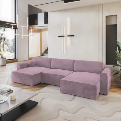 Produktbild von Masseno Ecksofa FENTO M mit Schlaffunktion U-Form, Sofa mit Bettkasten, Wohnzimmersofa, Couch, Soffa, Bettsofa, Couchgarnitur- Lila, MONOLITH 62