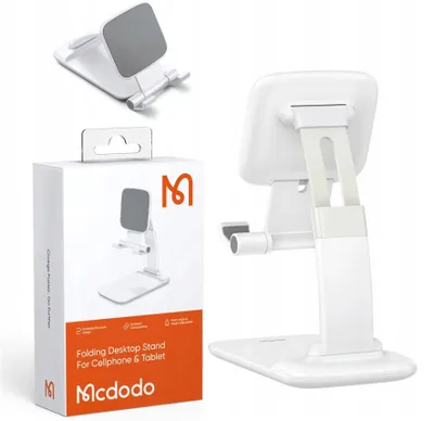 Produktbild von Mcdodo Desktop Metall Handy Tablet Halterung Höhenverstellbar Schreibtisch Ständer Tischhalter klappbar Weiß