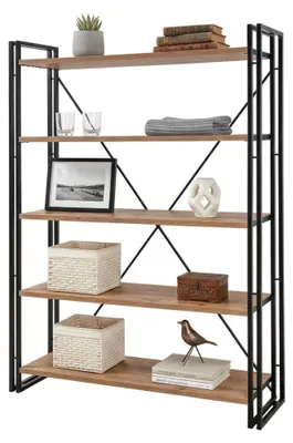 Produktbild von Bücherregal Dpig, Büroregal, Mobiler Buchhalter, Bücherbrett, 130x35h180 cm, Eiche und Schwarz