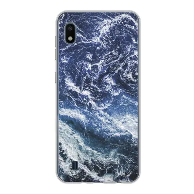 Produktbild von MuchoWow® Handyhülle Schutzhülle Hülle für Samsung Galaxy A10 Naturstein - Blau - Weiß Silikon Softcase Handy Hülle - Schutzhülle