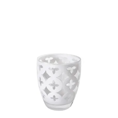 Produktbild von Kleiner Trinkbecher Decor Serie transparent mit geometrischen Verzierungen, spülmaschinenfest