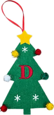 Produktbild von Weihnachtsbaum-Anhänger-Ornament mit Schlüsselband, 26 Buchstaben-Design, Filzstoff, Weihnachtsdekoration zum Aufhängen am Weihnachtsbaum