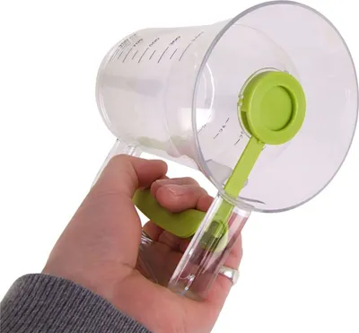 Image de Portionneur de pâte BURI 0,9l avec couvercle et manipulation d'une seule main - Distributeur de pâte Doseur pour muffins, cupcakes, pancakes et plus - Graduation avec couvercle, facile à nettoyer