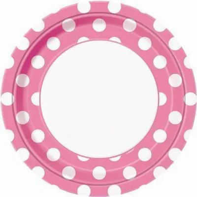 Obrázek produktu pro Párty papírové talíře růžové - puntík - 22 cm - 8 ks