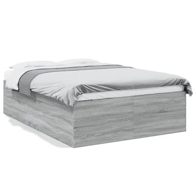 Produktbild von vidaXL Bettgestell Grau Sonoma 135x190 cm Holzwerkstoff
