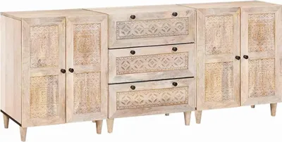 Produktbild von Möbel Sideboard 3 pcs Weiß 60 x 33 x 75 cm massives Mangoholz - Kommoden 3310071
