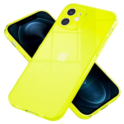 Image de NALIA Étui transparent pour téléphone portable iPhone 12 Mini, étui jaune transparent coloré