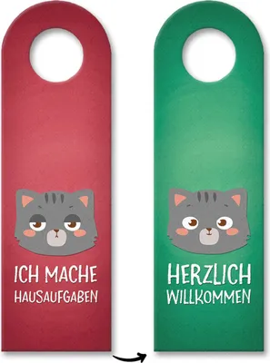 Produktbild von Ich mache Hausaufgaben oder willkommen Türhänger mit Katze Motiv Kinderzimmer