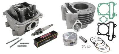Image de Cylindre en fonte avec culasse, compatible avec les modèles KYMCO AGILITY GY6 125 et GY6 150, diamètre 57,40 mm, 4 temps