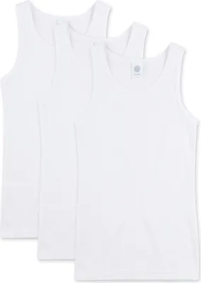 Produktbild von Sanetta Mädchen Unterhemd 3er Pack - Basic Shirt, Breite Träger, Single Jersey Baumwolle Weiß 128 (6-7 Jahre)