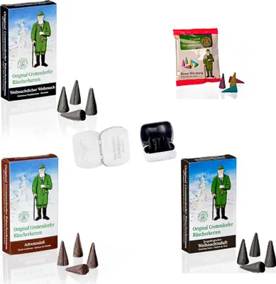 Produktbild von Crottendorfer Räucherkerzen - 3er Set - Adventsduft/Weihn. Weihrauch/Erzgebirgischer Weihnachtsduft - mit 4 Haamitkerzle in Dose - Größe M (Standard)