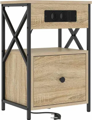 Image de vidaXL Table de chevet, lot de 2, chêne Sonoma, 40 x 31 x 60 cm, bois aggloméré