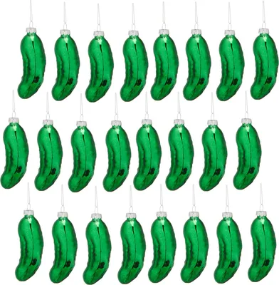 Produktbild von 24 Stück Weihnachtsgurke  Anhänger Glas Gurke 11 cm