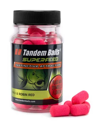 Produktbild von Tandem Baits SuperFeed Fluo Mini Dumbells Floating Chili & Robin Red Karpfen-Pop-Ups, Karpfen Angeln ohne Mühe, Köder zum Große-Fische-Angeln, Karpfenzubehör für Profis & Hobby-Angler 3 g