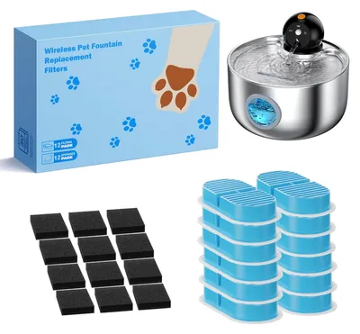 Productafbeelding van 24 Kattenfontein Filters - 12 Actieve Koolstof + 12 Spons