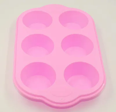 Silikon Muffin-Backform, 6 Mulden, 26,5x18x3,2 cm, Rosa