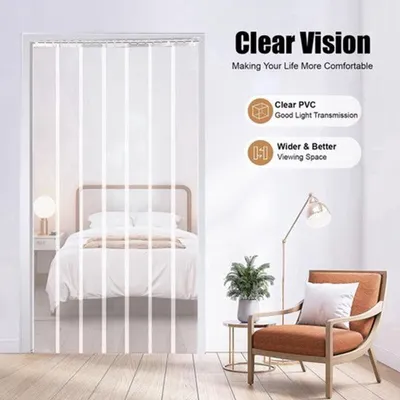 Produktbild von Transparentes PVC-Türvorhang – Weiß – 200 x 105 cm – Deckenmontage für Lagerhallen